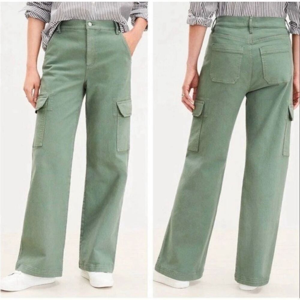 Loft the wide leg cargo jean size 14 green